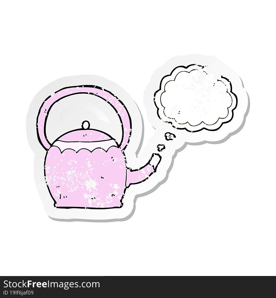 retro distressed sticker of a cartoon kettle