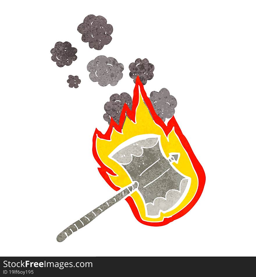 cartoon flaming axe