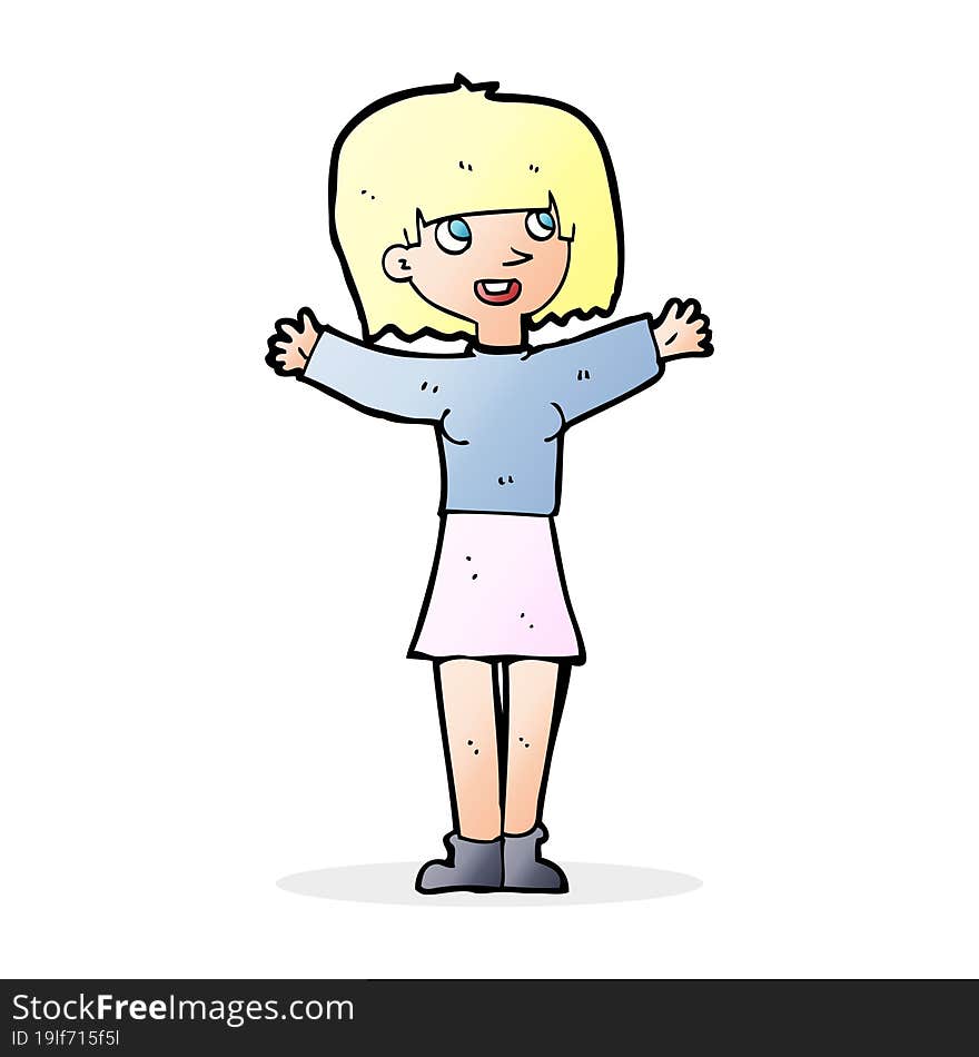 cartoon excited woman