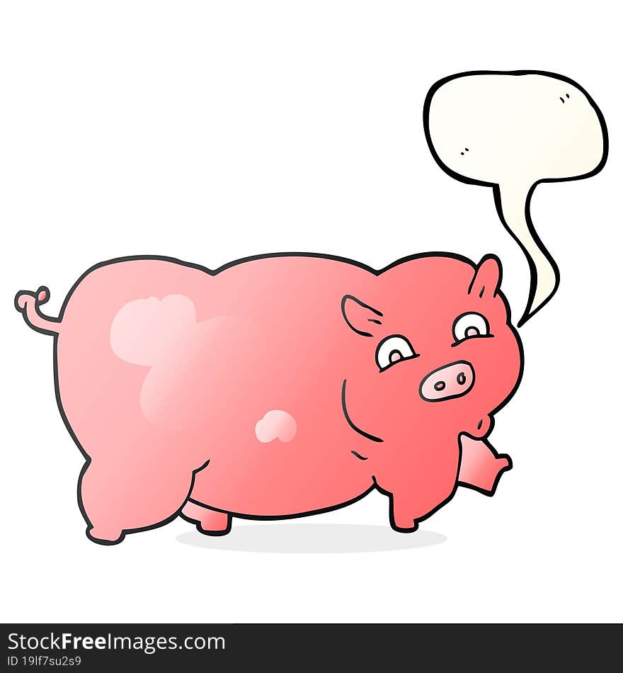 freehand drawn speech bubble cartoon pig