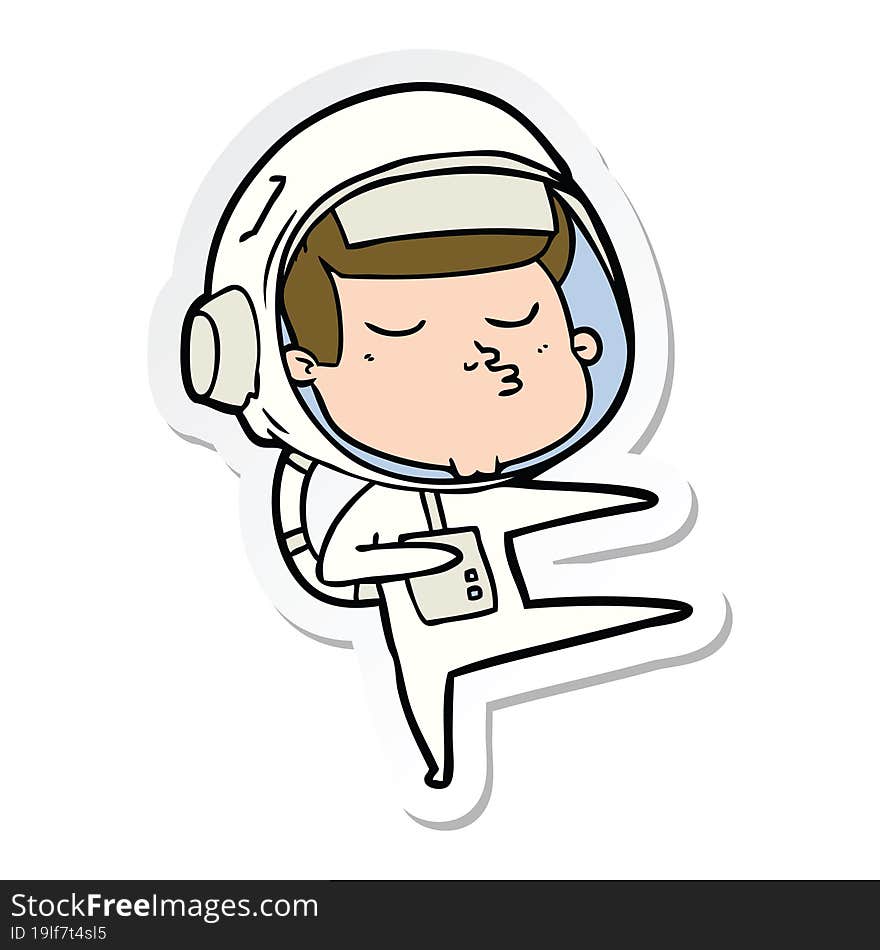 sticker of a cartoon confident astronaut