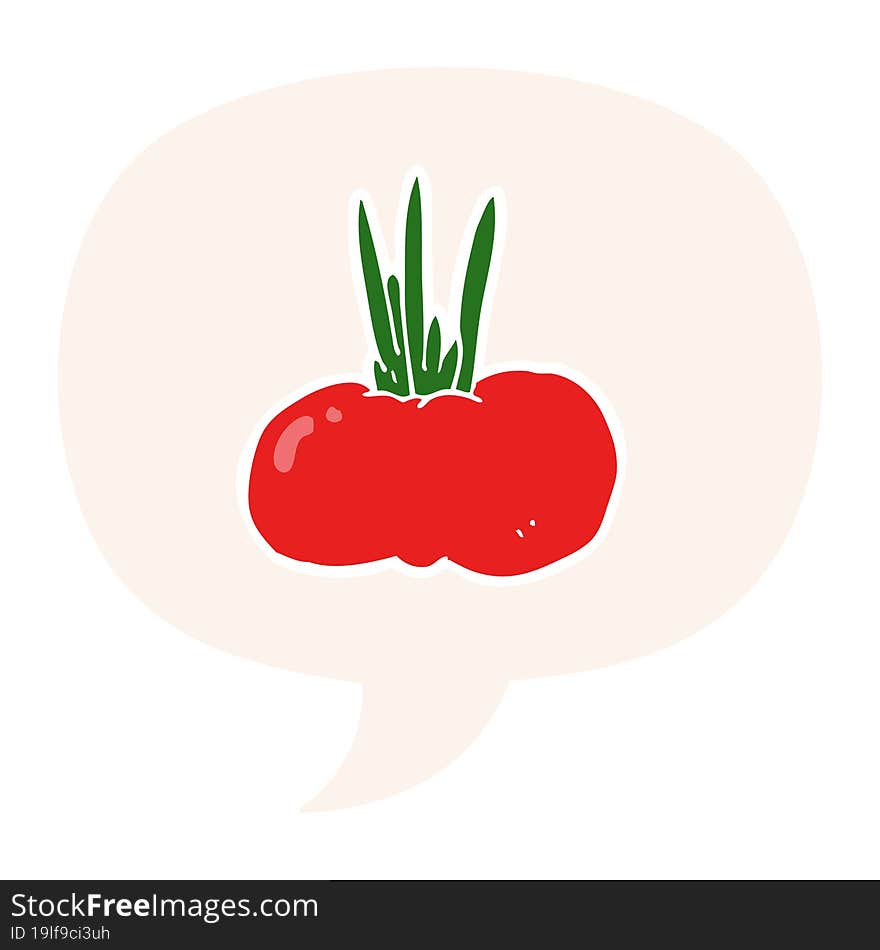 cartoon vegetable with speech bubble in retro style