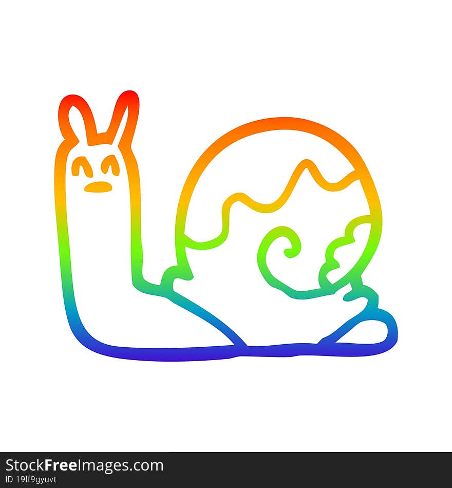 rainbow gradient line drawing cartoon snail