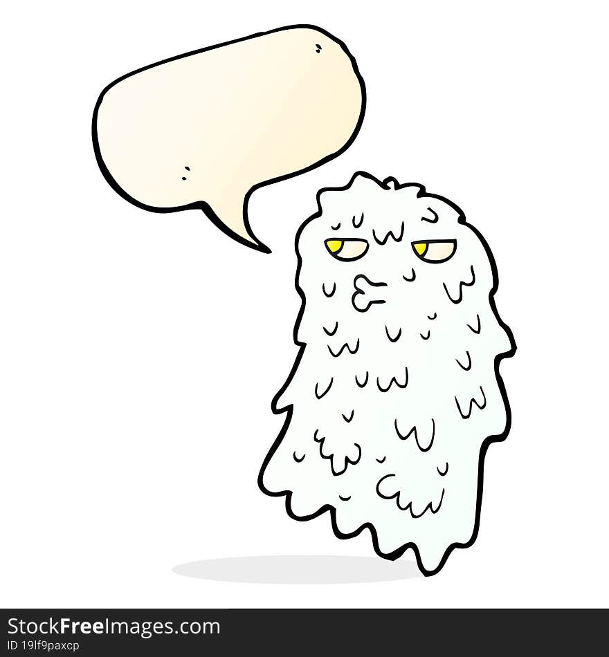 cartoon gross ghost with speech bubble