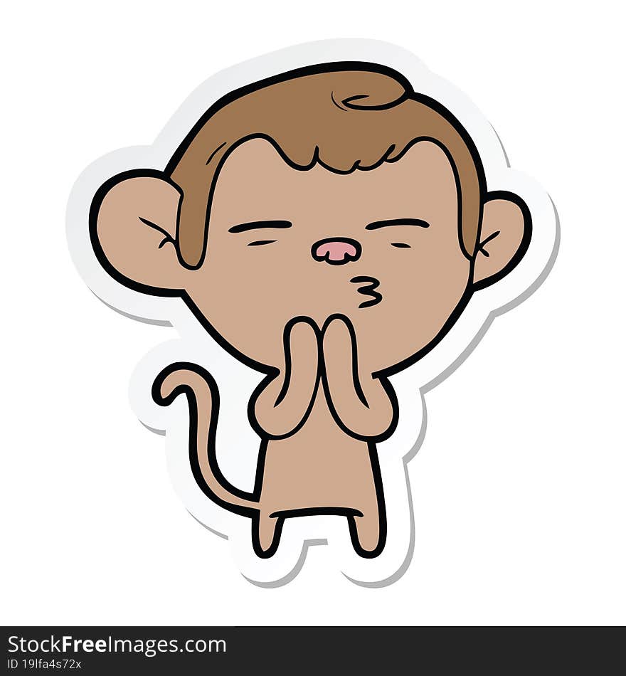 sticker of a cartoon suspicious monkey