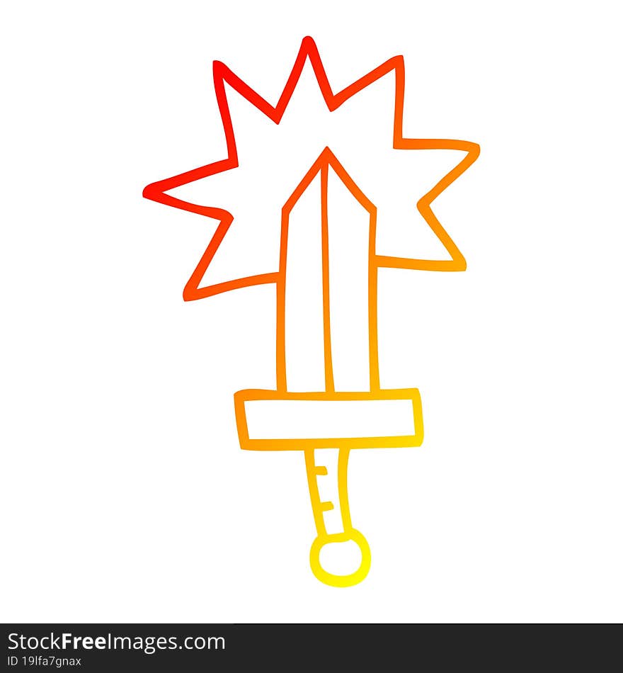 warm gradient line drawing cartoon sword