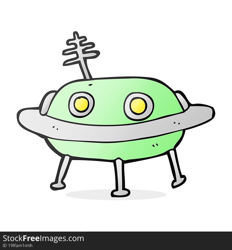 freehand drawn cartoon alien spaceship