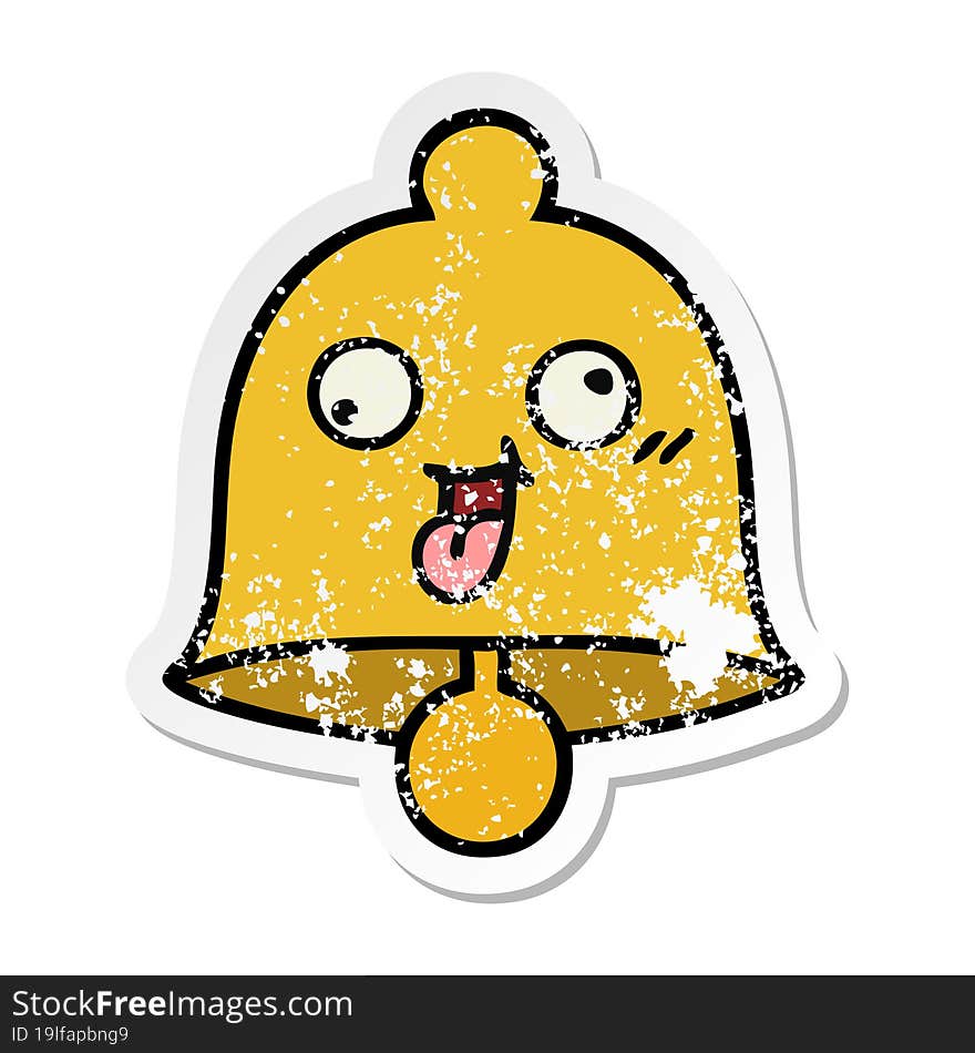 Distressed Sticker Of A Cute Cartoon Bell