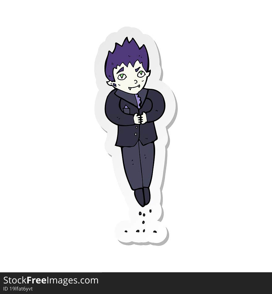 sticker of a cartoon floating vampire