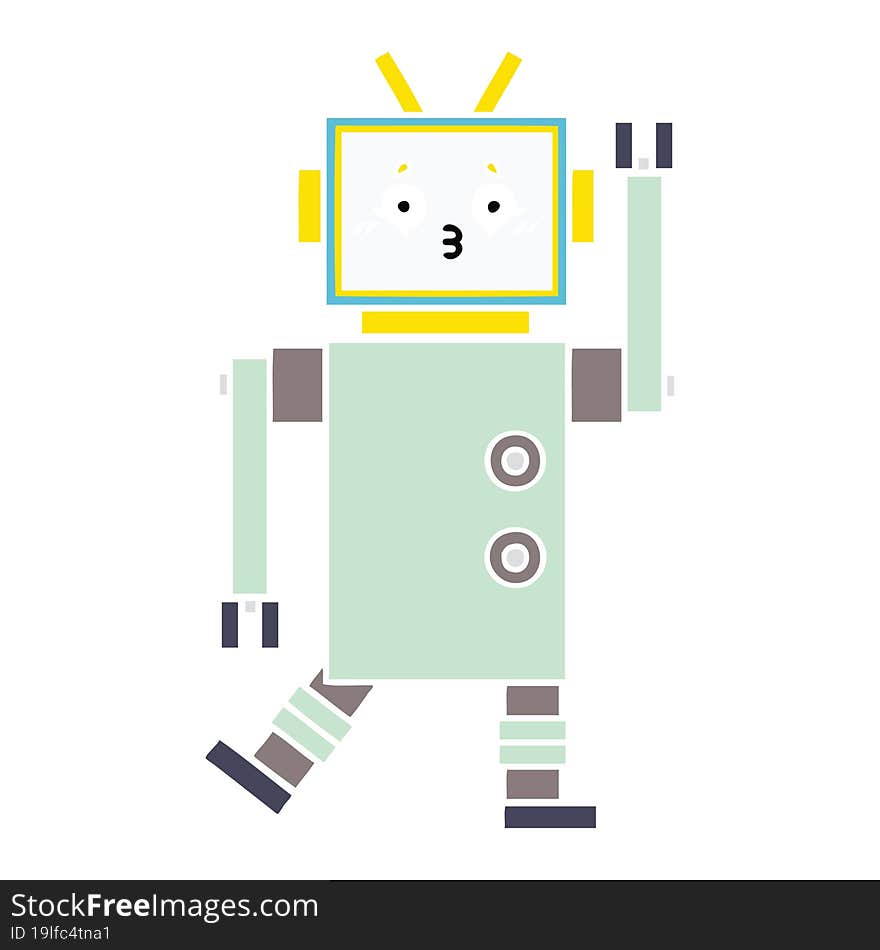 Flat Color Retro Cartoon Robot