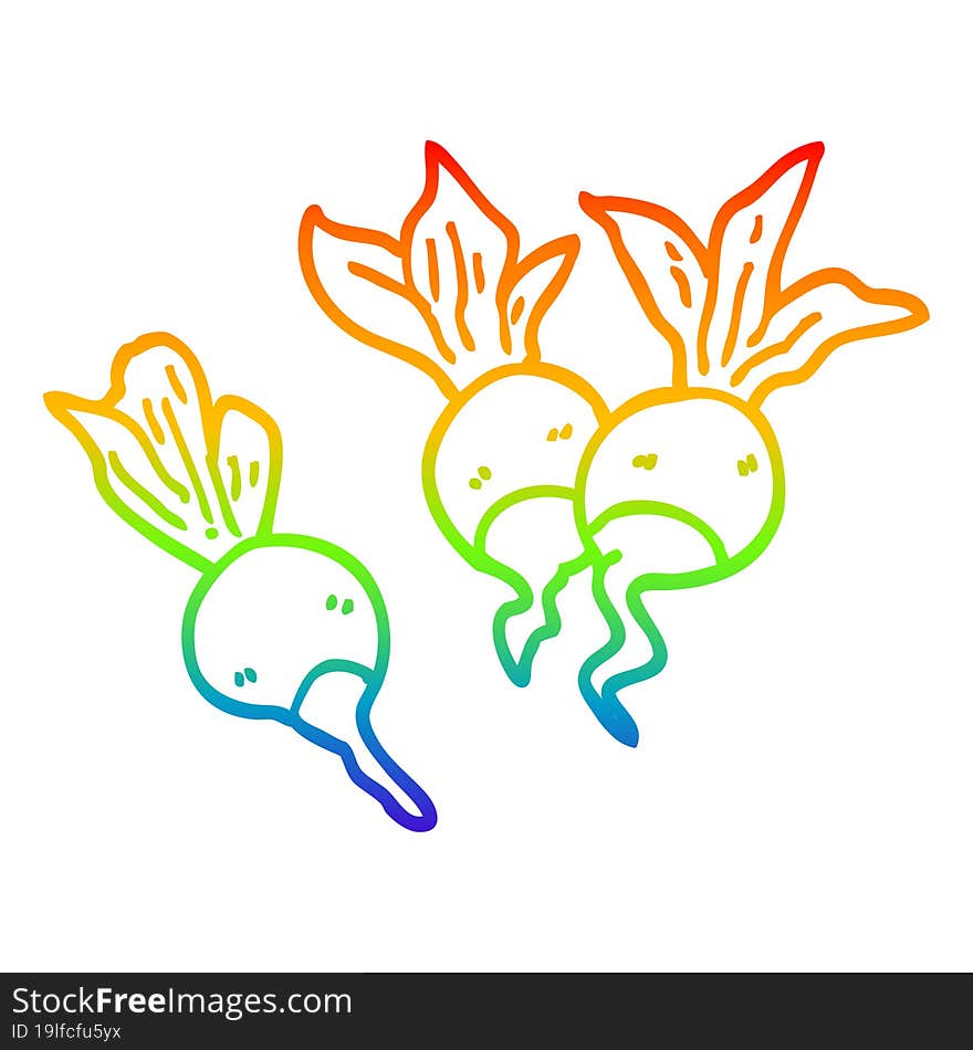 rainbow gradient line drawing cartoon beetroot plants