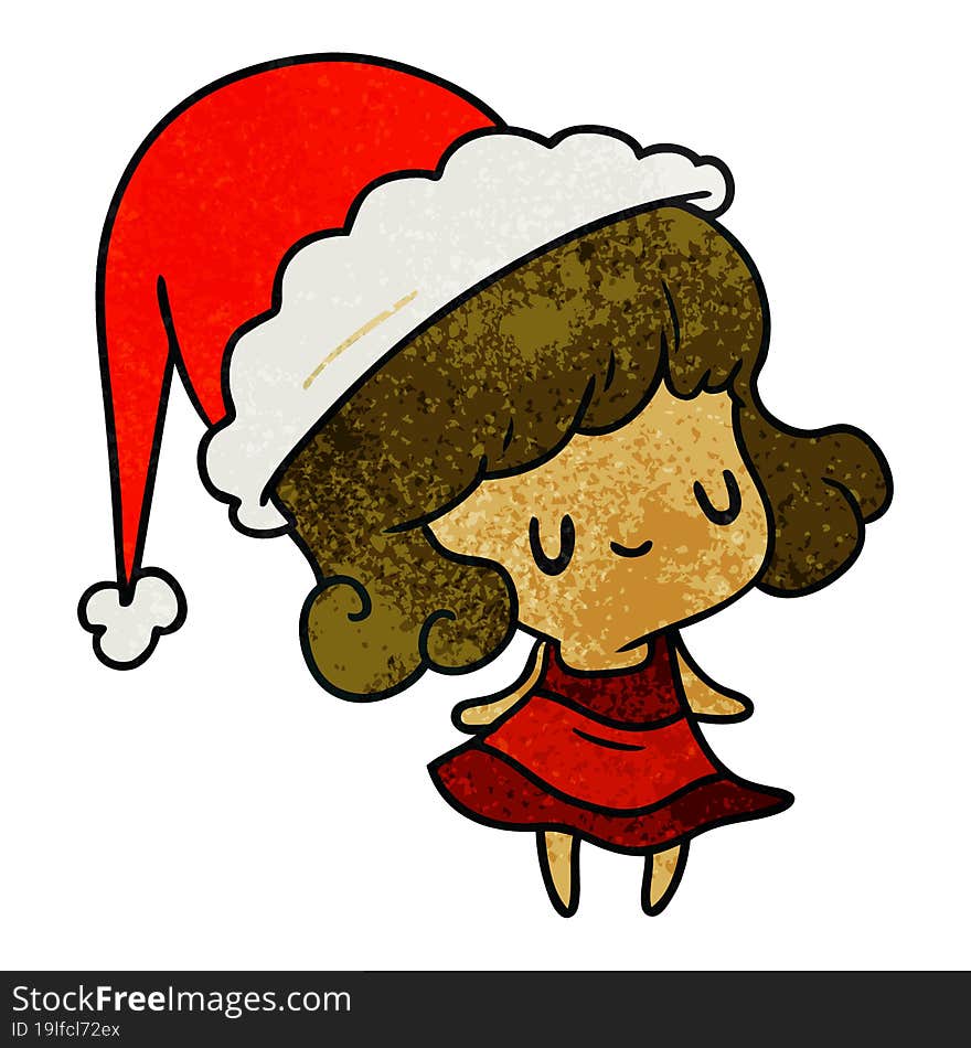 christmas textured cartoon of kawaii girl