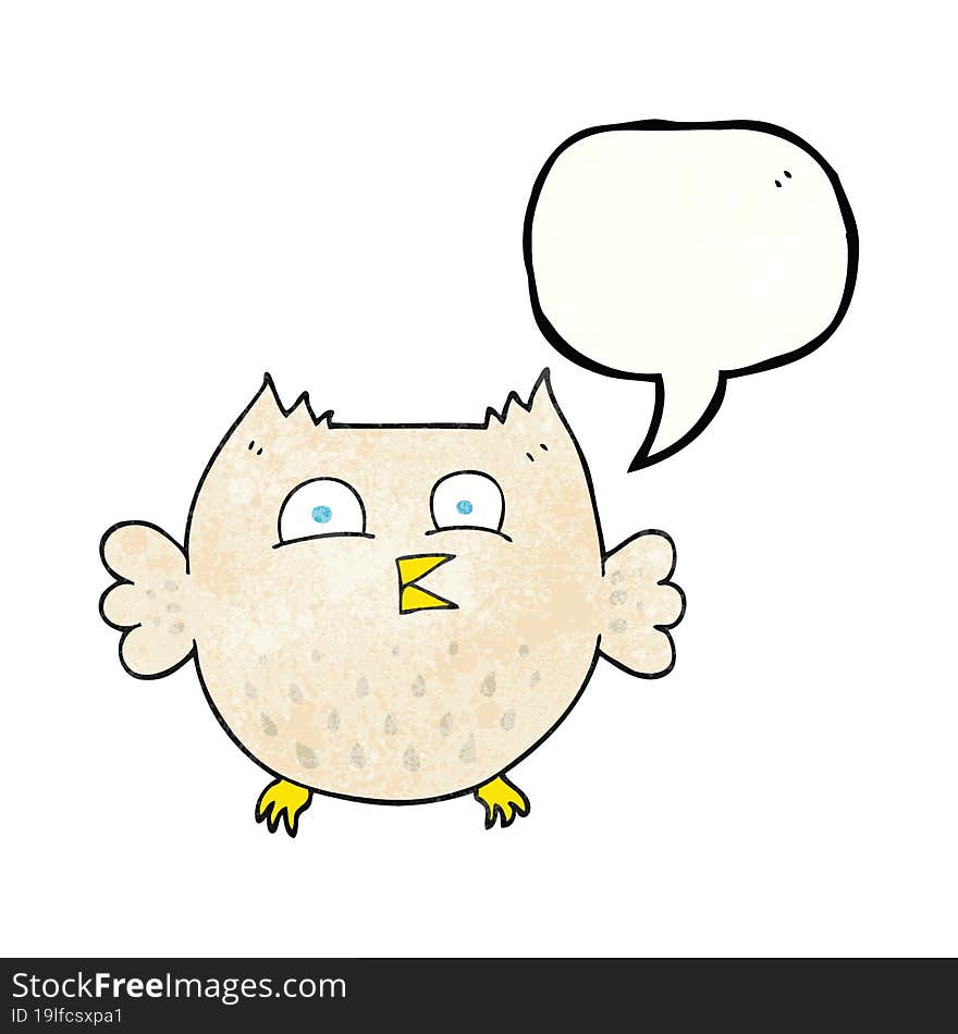 Speech Bubble Textured Cartoon Happy Owl