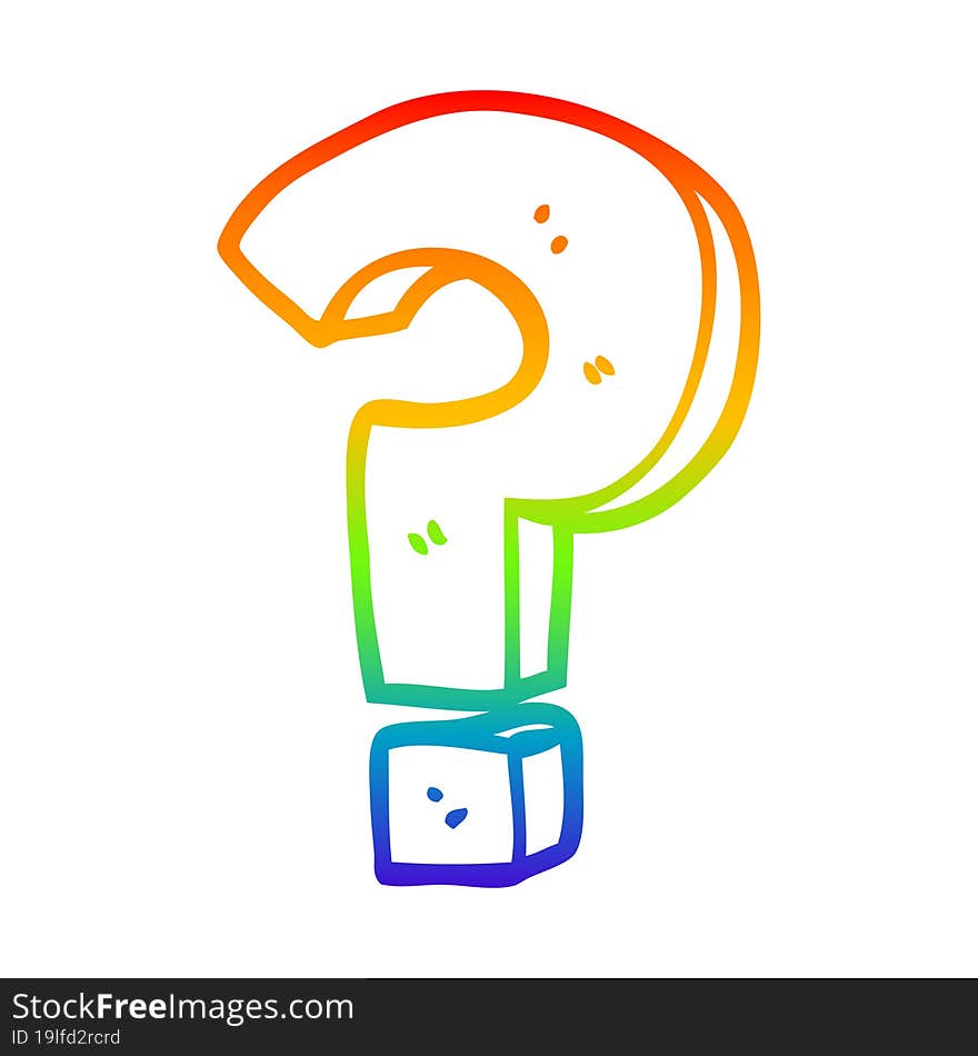 rainbow gradient line drawing cartoon question mark