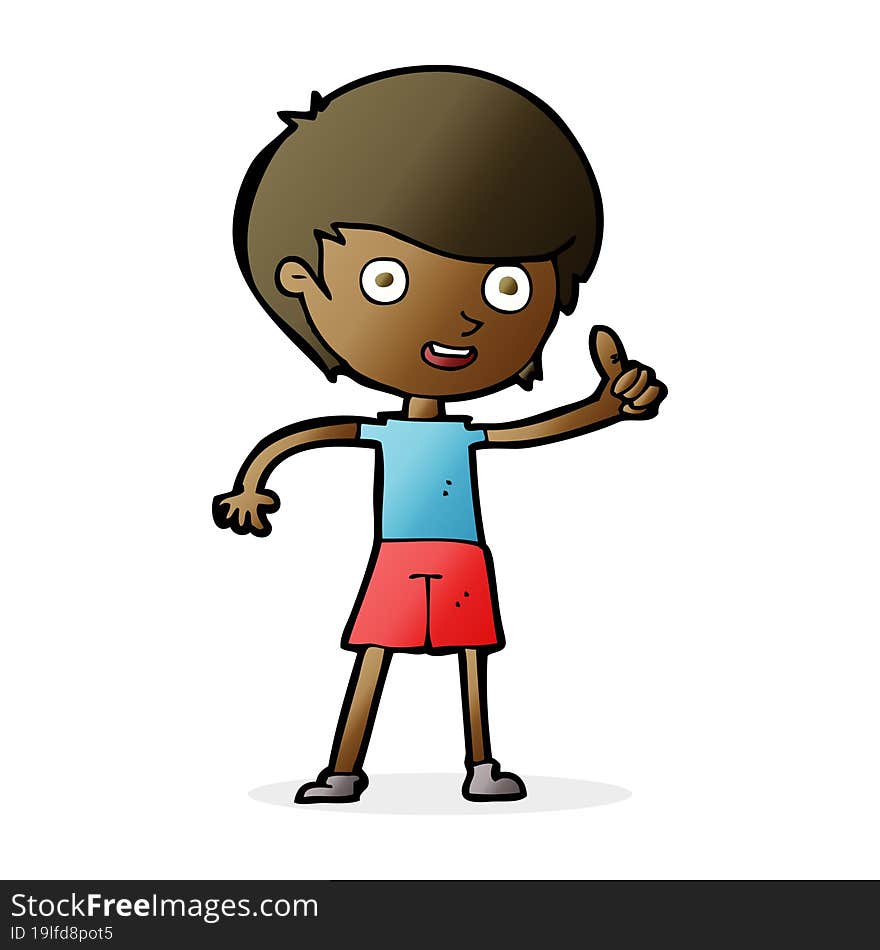 cartoon boy giving thumbs up symbol