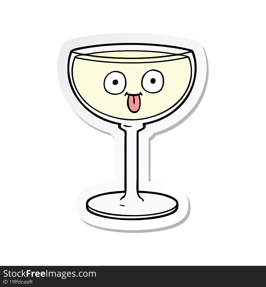 Sticker Of A Cartoon Glass Of Wine