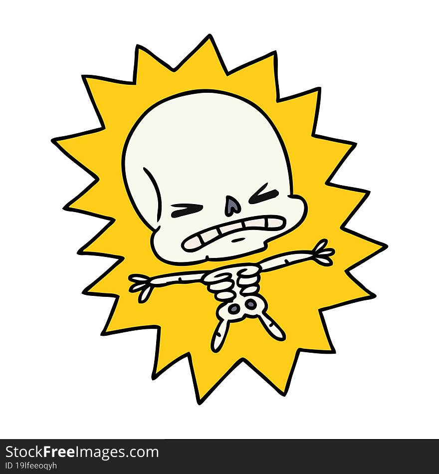 cartoon of a scary skeleton