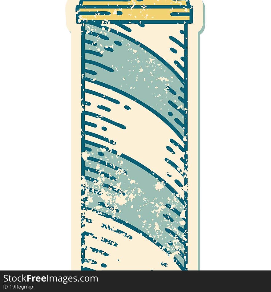 iconic distressed sticker tattoo style image of a barbers pole. iconic distressed sticker tattoo style image of a barbers pole