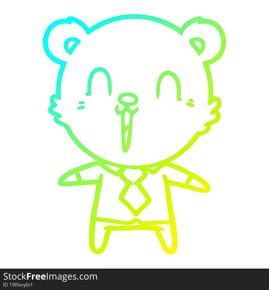 cold gradient line drawing happy cartoon polar bear