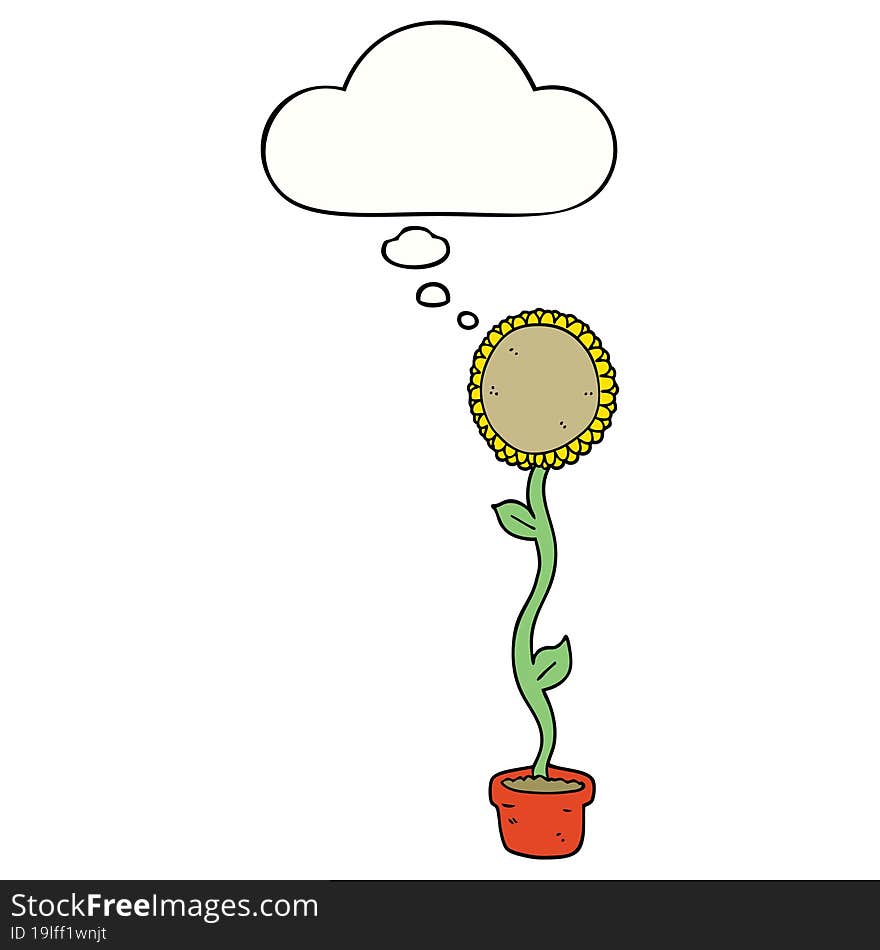 Cartoon Sunflower And Thought Bubble