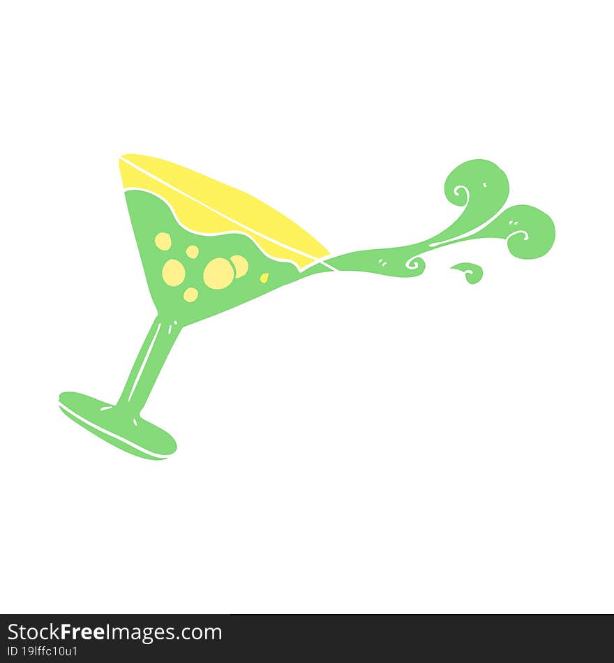 Flat Color Illustration Of A Cartoon Cocktail