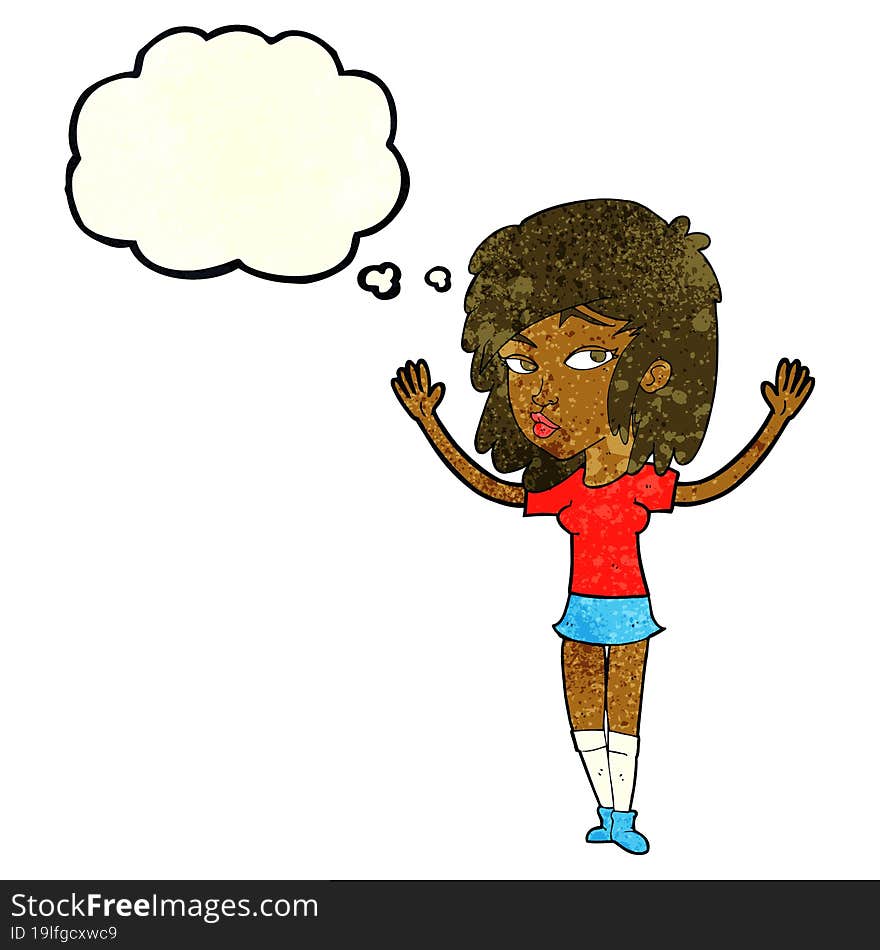 cartoon pretty girl with thought bubble