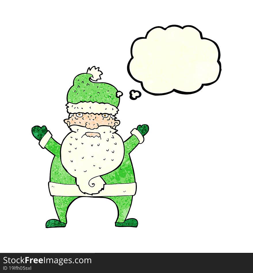 Cartoon Ugly Santa Claus With Thought Bubble