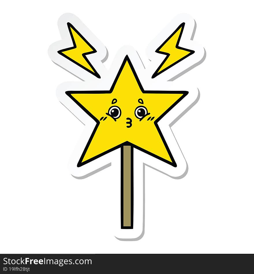 Sticker Of A Cute Cartoon Magic Wand