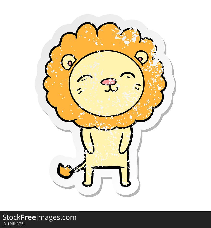 distressed sticker of a cartoon lion