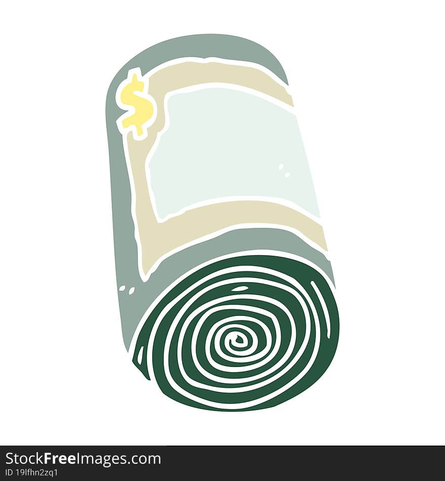 Flat Color Style Cartoon Roll Of Money