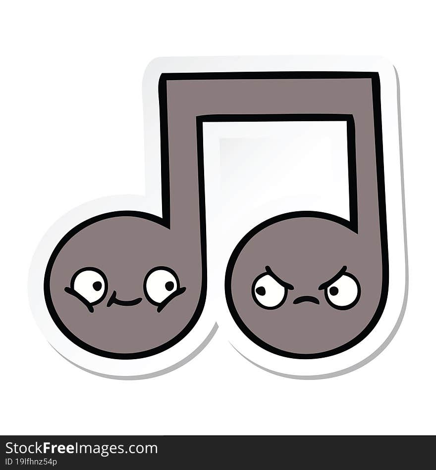 Sticker Of A Cute Cartoon Musical Note