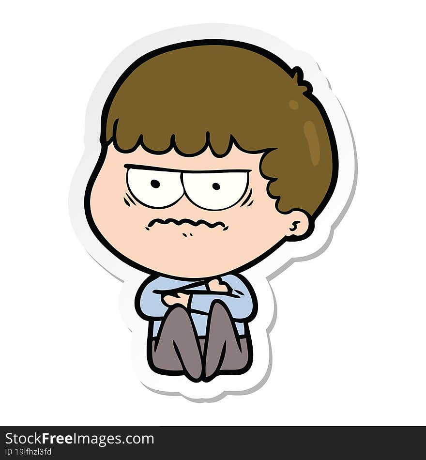 sticker of a cartoon annoyed man