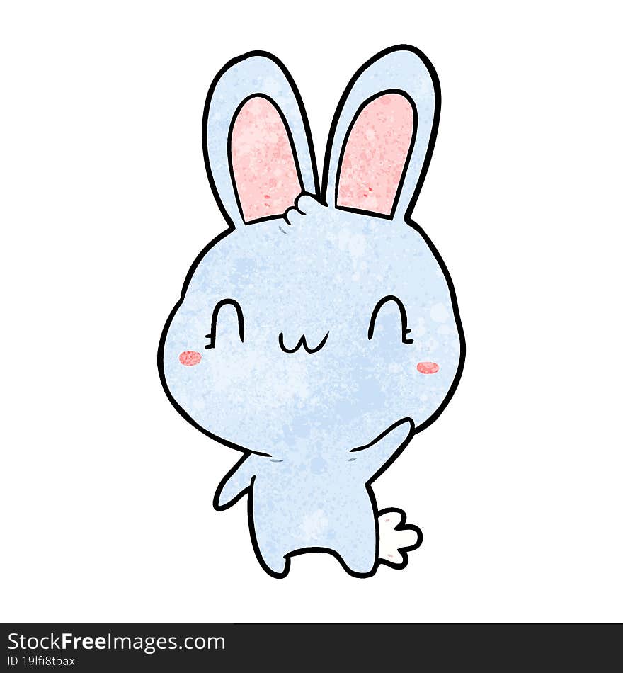 cute cartoon rabbit waving. cute cartoon rabbit waving