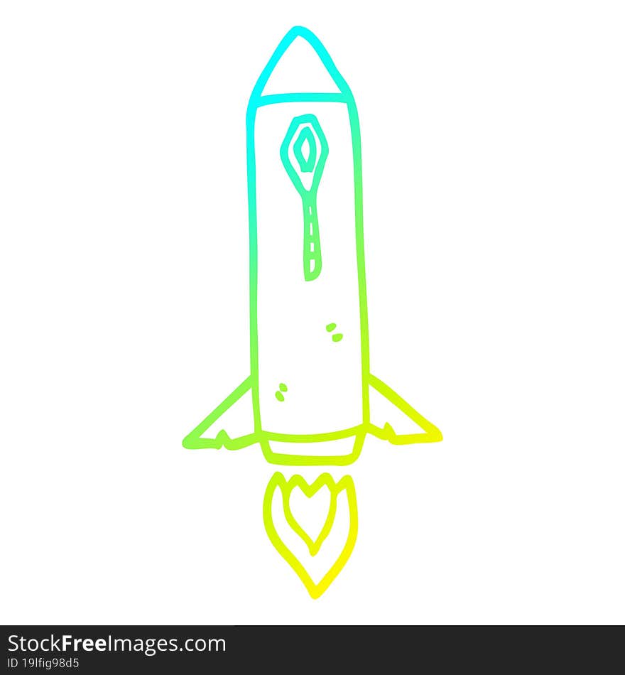 cold gradient line drawing cartoon space rocket