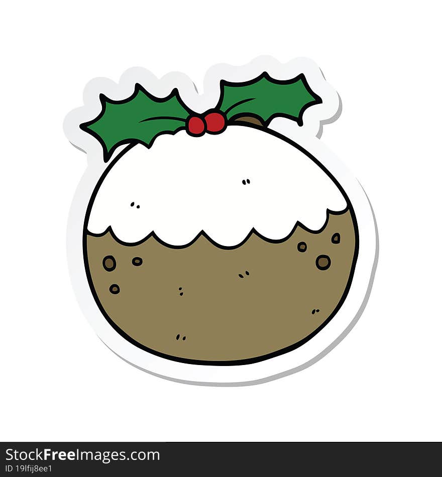 sticker of a cartoon christmas pudding