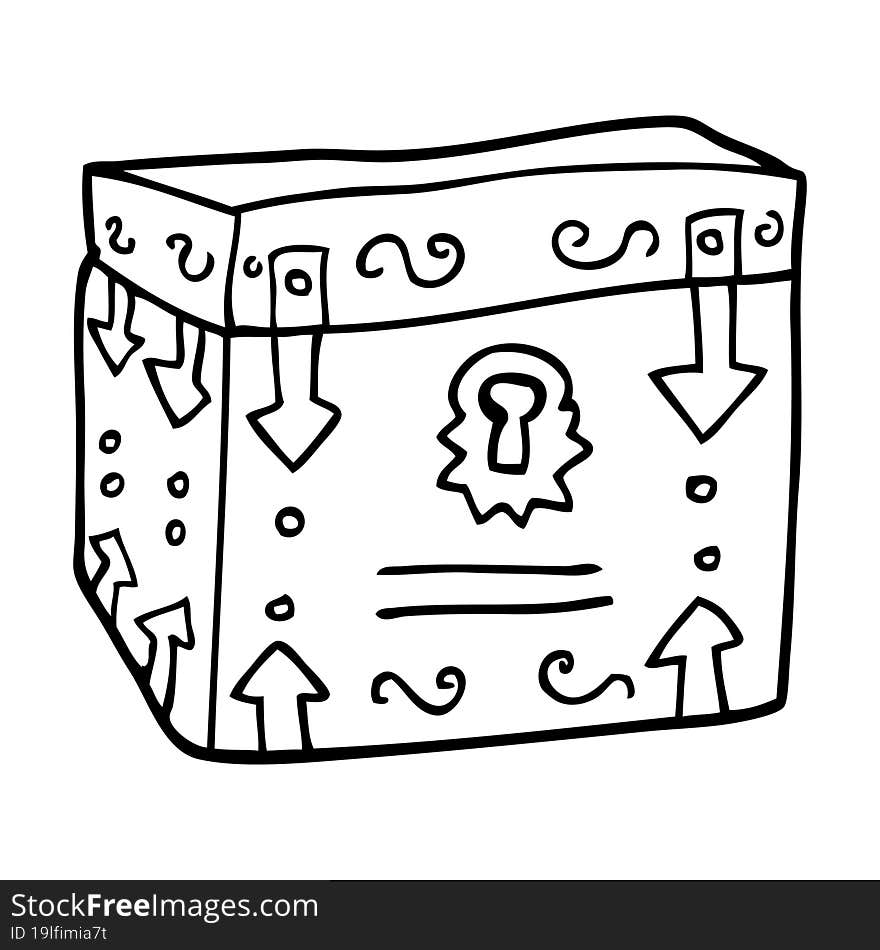 Line Drawing Cartoon Treasure Chest