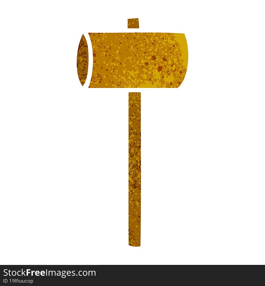 retro cartoon doodle of a mallet