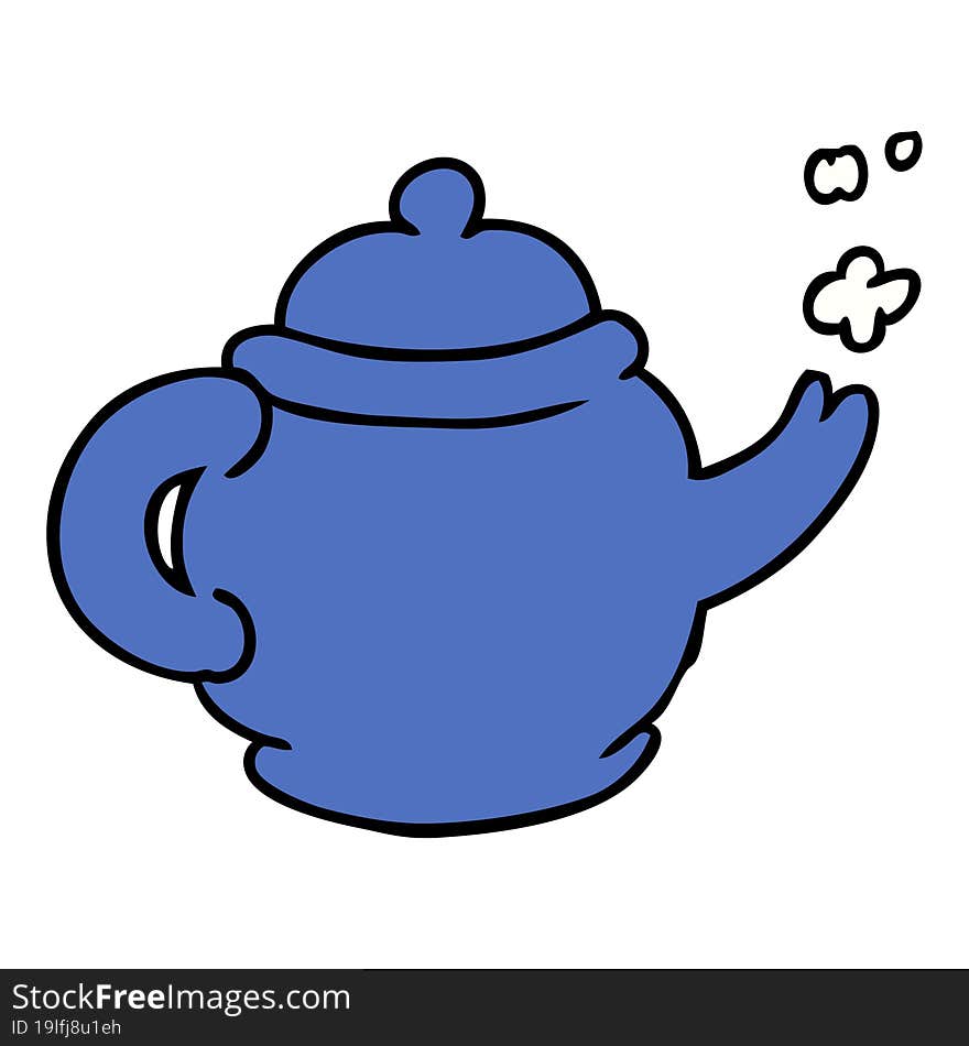 hand drawn cartoon doodle of a blue tea pot