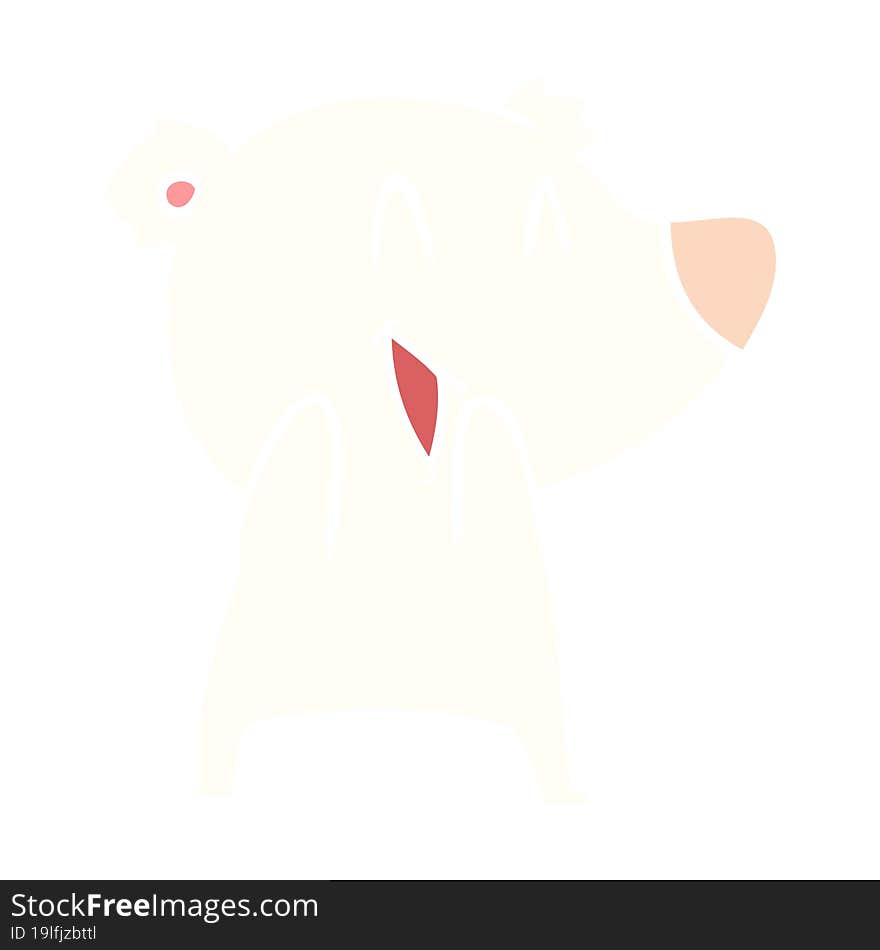 laughing polar bear flat color style cartoon