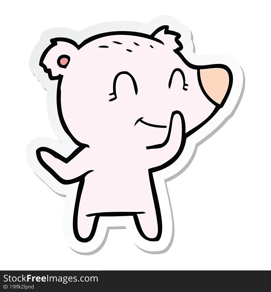 Sticker Of A Friendly Bear Cartoon