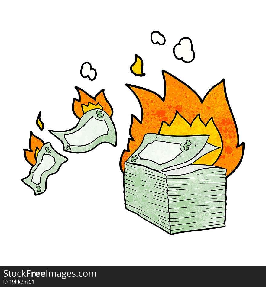 burning money cartoon. burning money cartoon