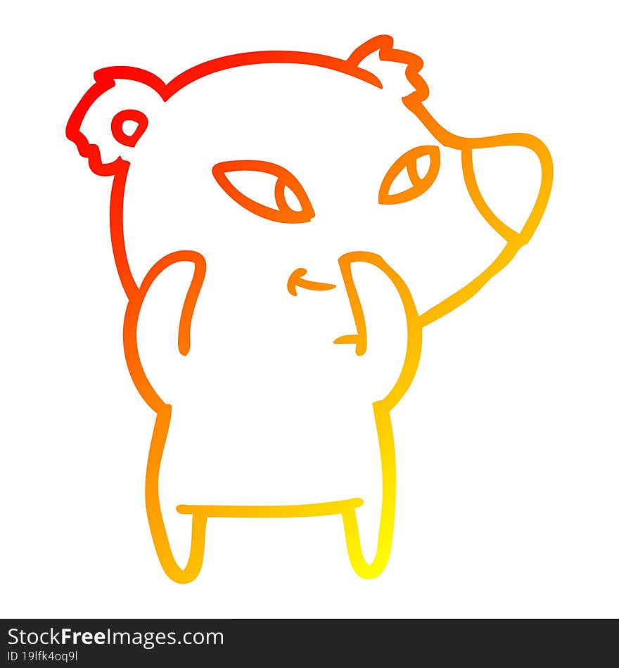 warm gradient line drawing cute cartoon bear