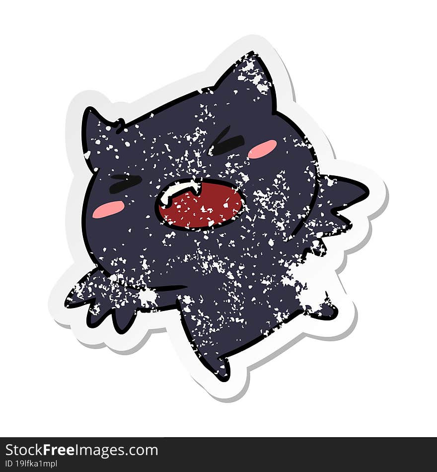 distressed sticker cartoon of a kawaii cute bat