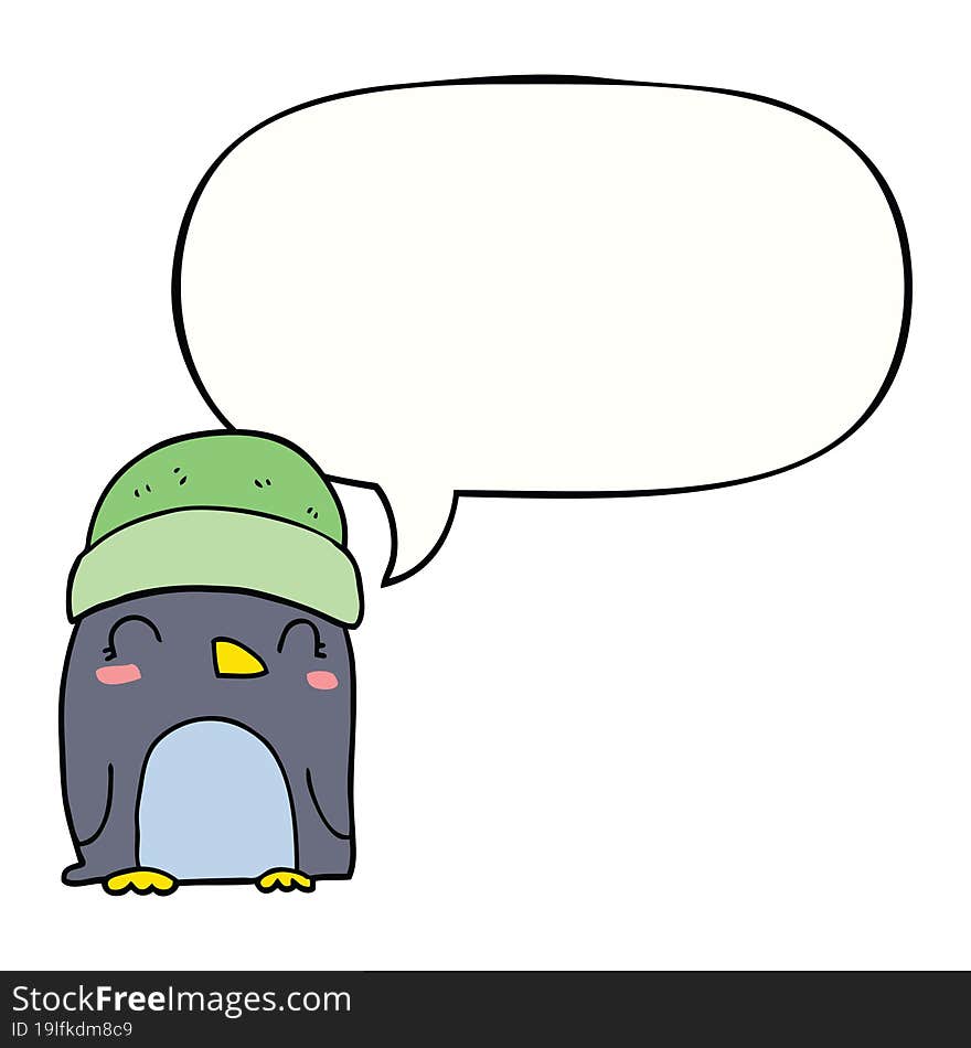 cute cartoon penguin with speech bubble. cute cartoon penguin with speech bubble