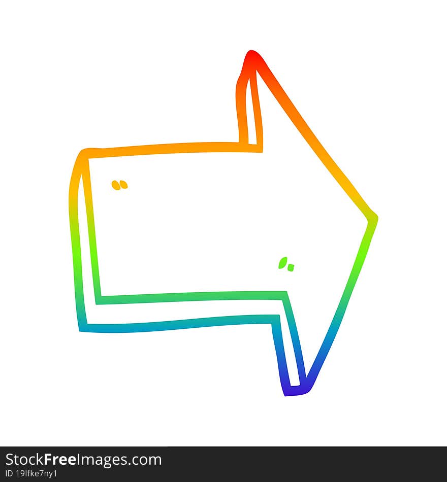 Rainbow Gradient Line Drawing Cartoon Pointing Arrow