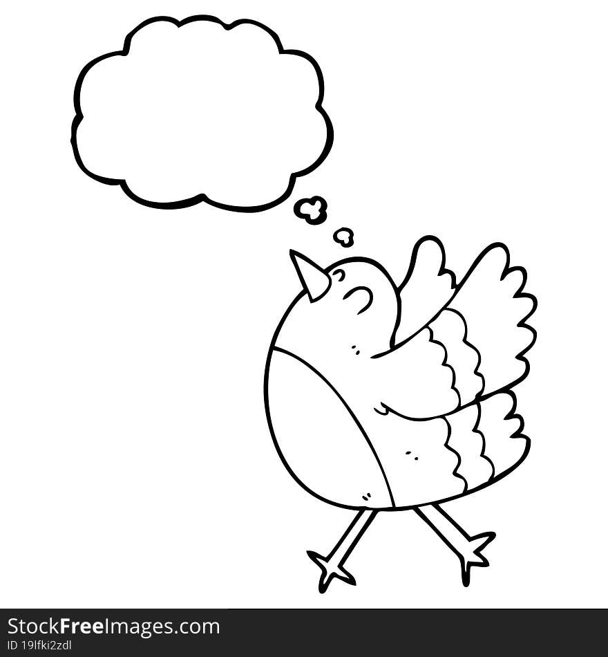 Thought Bubble Cartoon Happy Bird