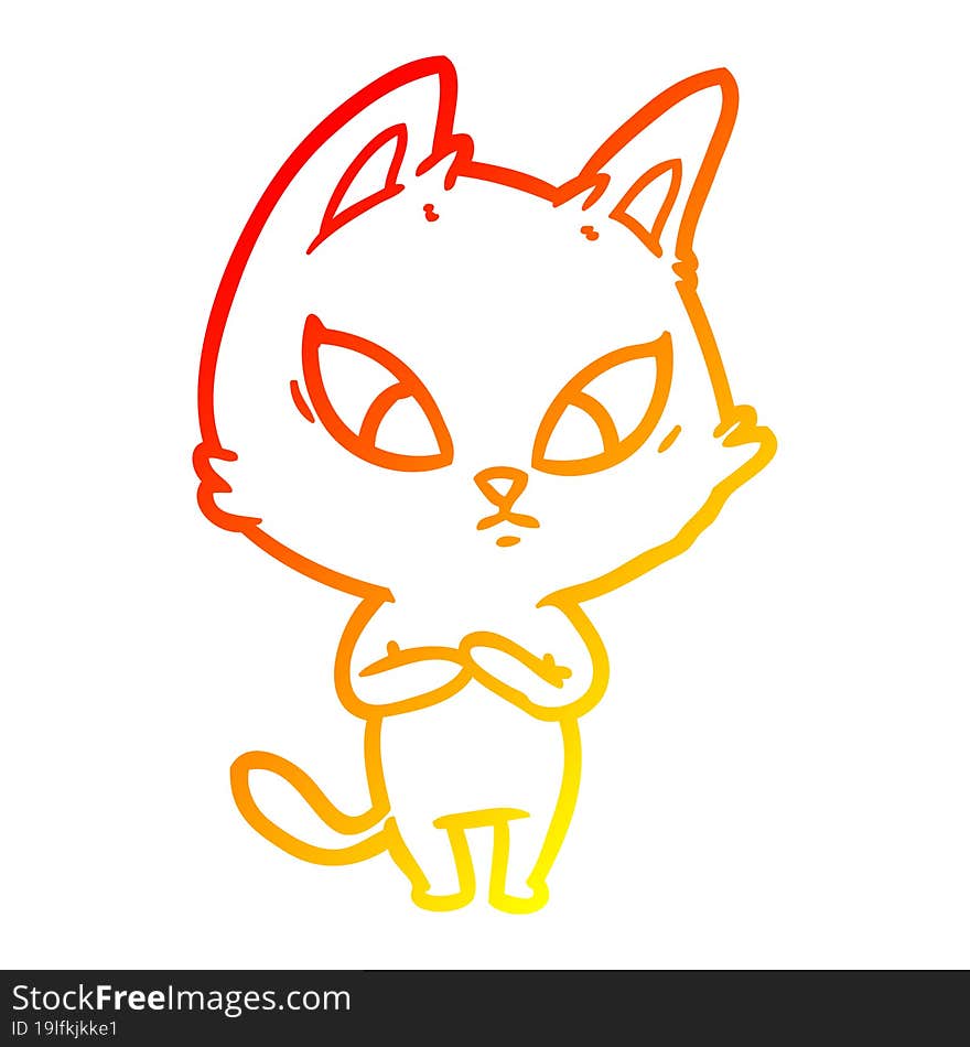 Warm Gradient Line Drawing Confused Cartoon Cat