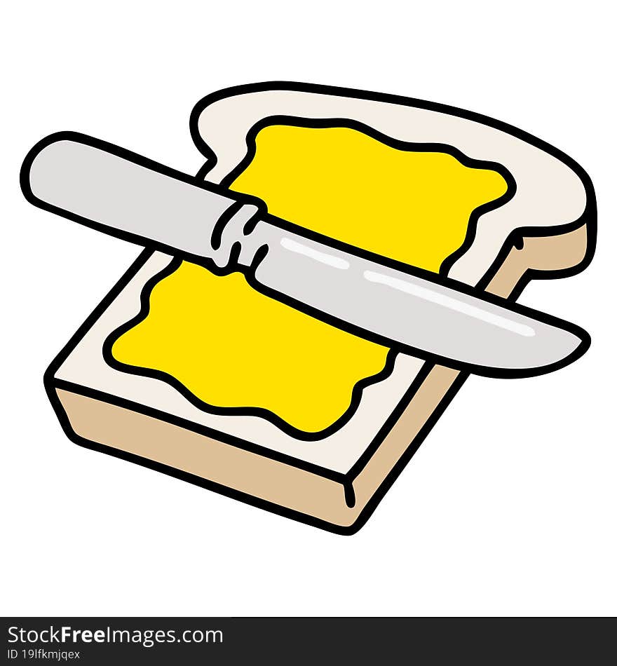 cartoon of a buttered slice of toast