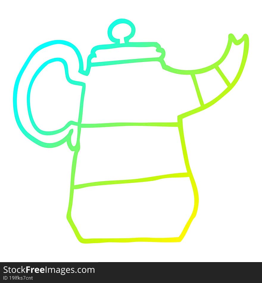 Cold Gradient Line Drawing Cartoon Old Kettle