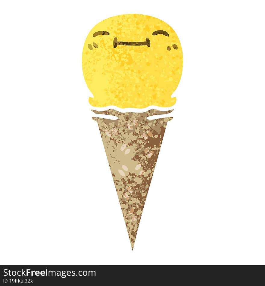 quirky retro illustration style cartoon happy ice cream